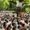 Baba Ramdev and Anna Hazares one day fast at Sansad Marg Delhi